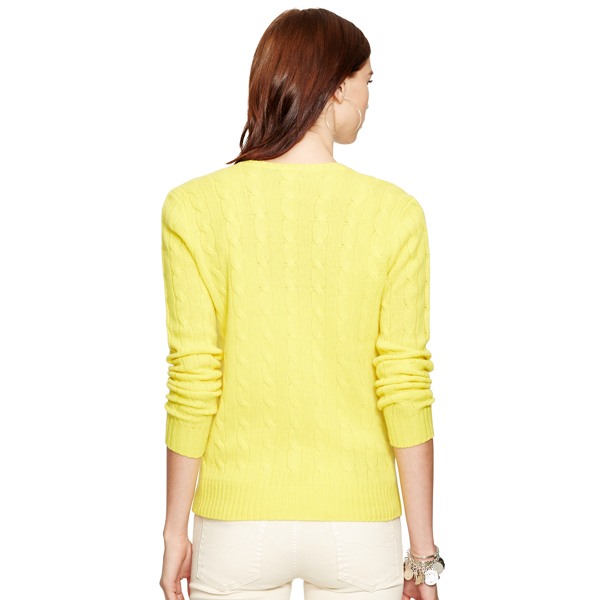 Elite Yellow Cable Merino-Cashmere Sweater Polo Ralph Lauren 2