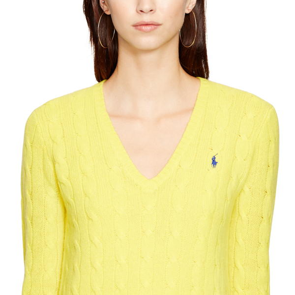 Elite Yellow Cable Merino-Cashmere Sweater Polo Ralph Lauren 3