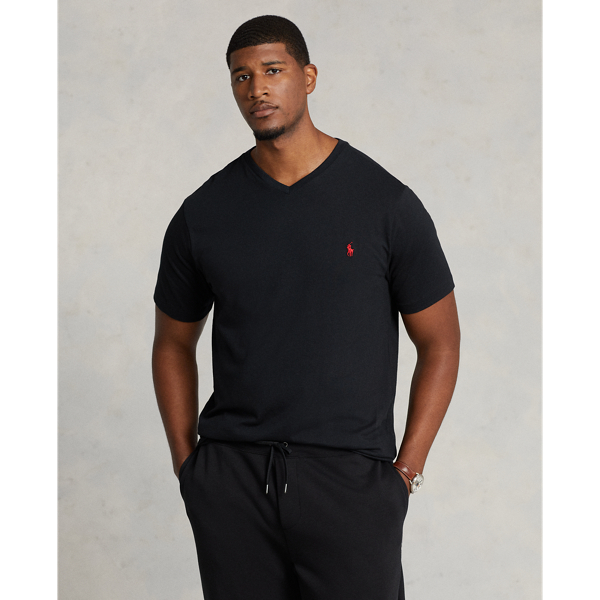 RL Black Jersey V-Neck T-Shirt Big & Tall 1