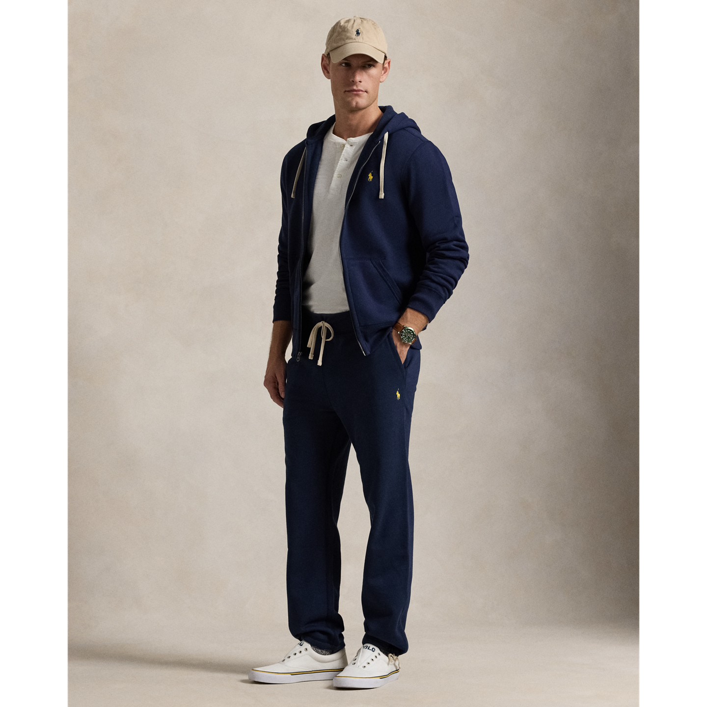 Мужские брюки Ralph Lauren Fleece Sweatpant, цвет: Тёмно-синий — фото 4