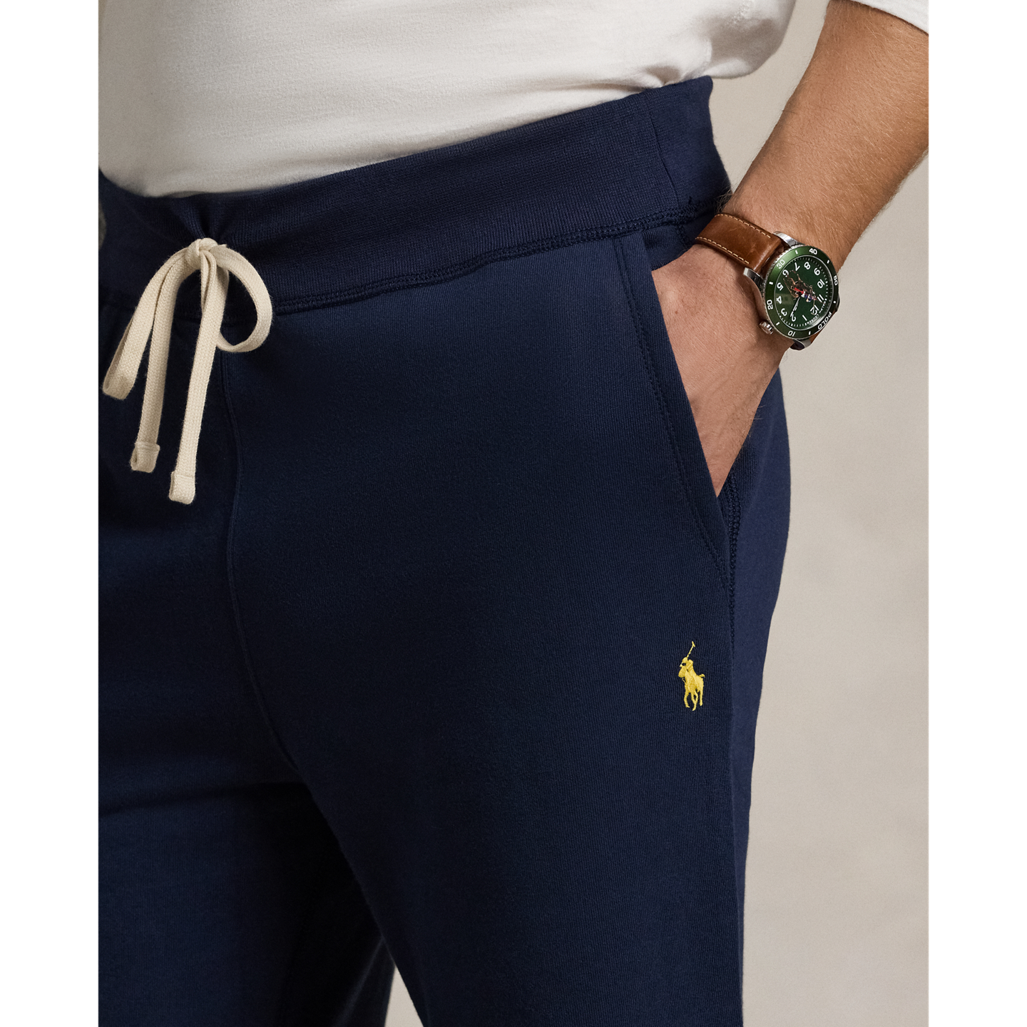 Мужские брюки Ralph Lauren Fleece Sweatpant, цвет: Тёмно-синий — фото 3