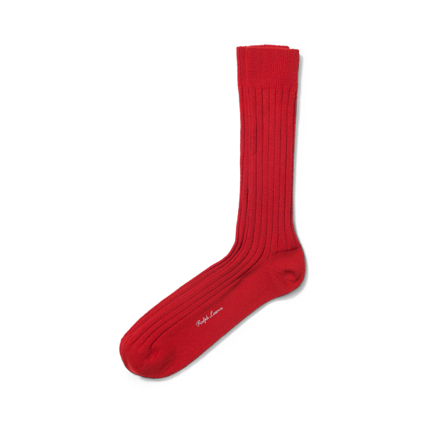 Red Rib-Knit Cashmere Sock Purple Label 1