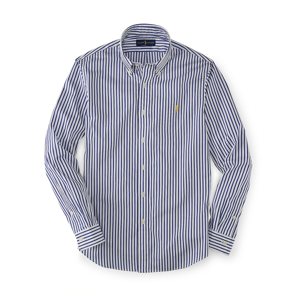 Blue/White Slim-Fit Striped Poplin Shirt Polo Ralph Lauren 1