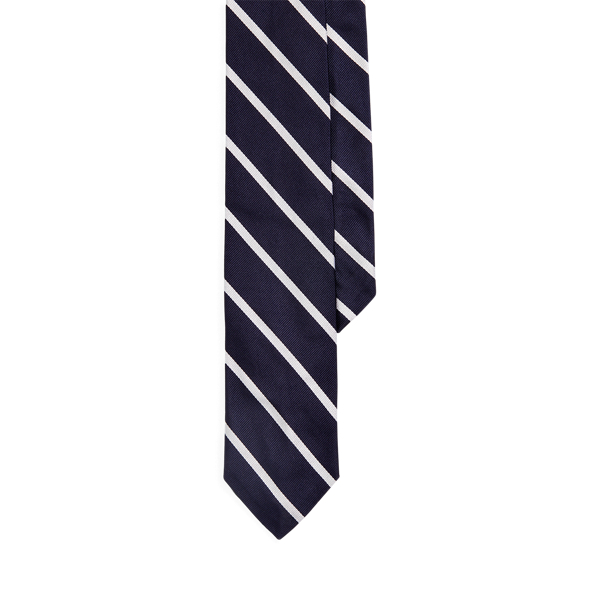 Navy/White Striped Silk Repp Narrow Tie Polo Ralph Lauren 4