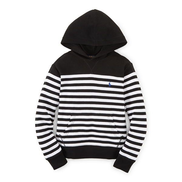 Polo Black Multi Striped Cotton Terry Hoodie Boys 8-20 1