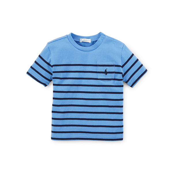 Harbor Island Blue Multi Striped Cotton Crew Tee Baby Boy 1