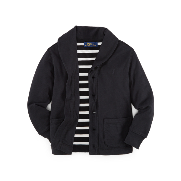 Polo Black Shawl-Collar Cotton Cardigan Boys 2-7 2
