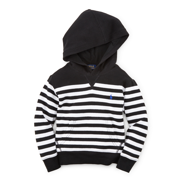 Polo Black Multi Striped Cotton Terry Hoodie Boys 2-7 1