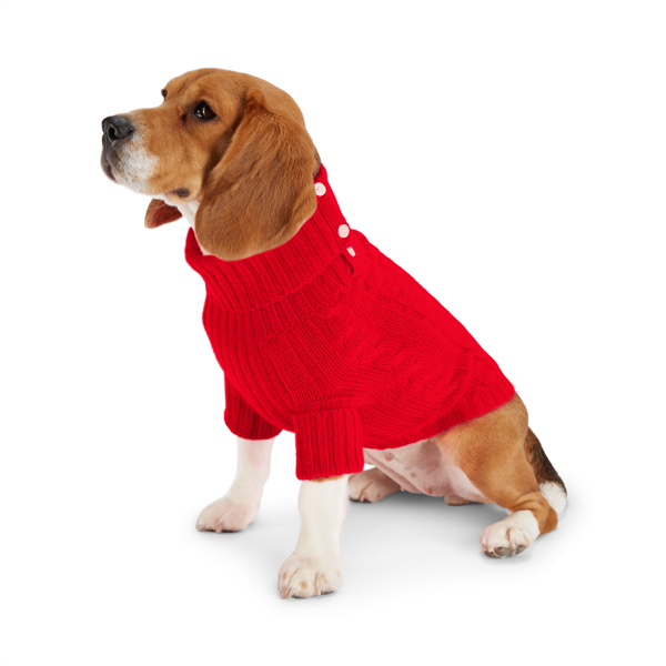 Lux Red Cable Cashmere Dog Sweater Ralph Lauren Pet 2