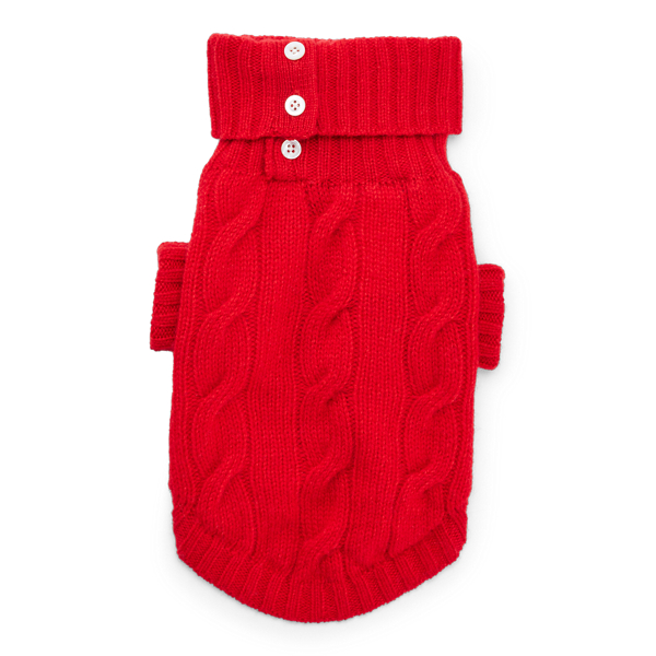 Lux Red Cable Cashmere Dog Sweater Ralph Lauren Pet 3