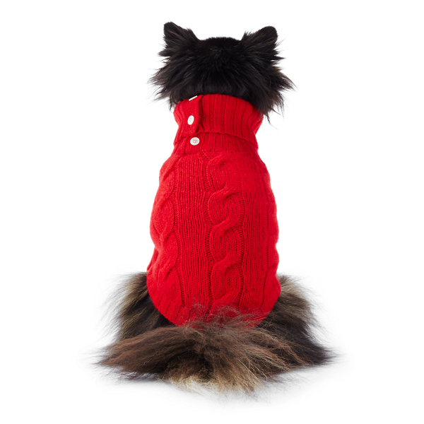 Lux Red Cable Cashmere Dog Sweater Ralph Lauren Pet 4