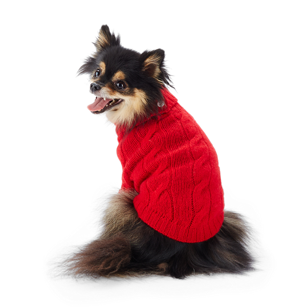 Lux Red Cable Cashmere Dog Sweater Ralph Lauren Pet 1