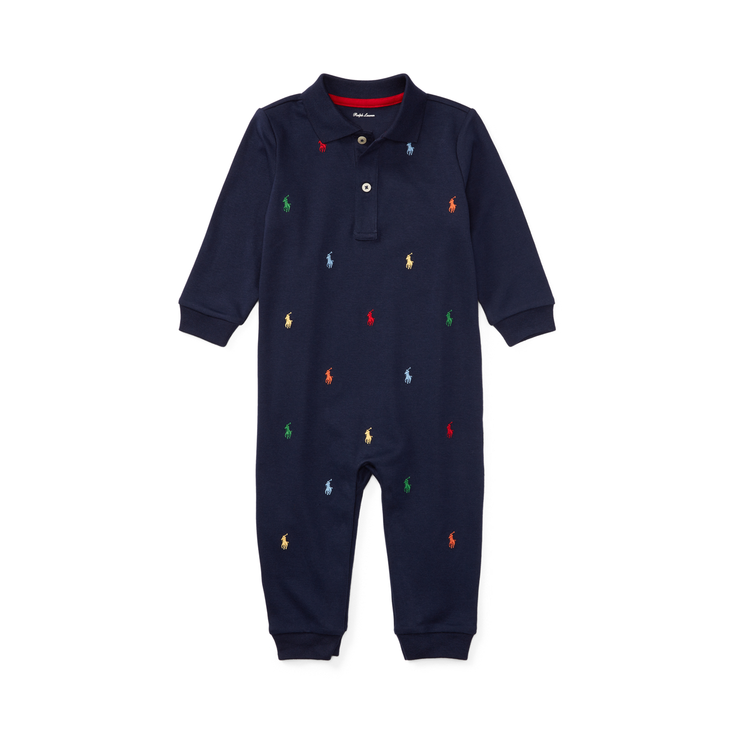 Детский комбинезон Ralph Lauren Polo Pony Soft Cotton Polo Coverall, цвет: Тёмно-синий — фото 2