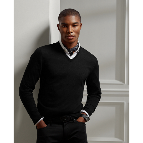 Ralph lauren black v neck sweater hotsell