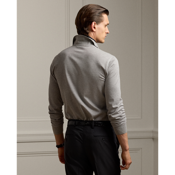 Light Grey Heather Custom Slim Fit Pique Polo Shirt Purple Label 5