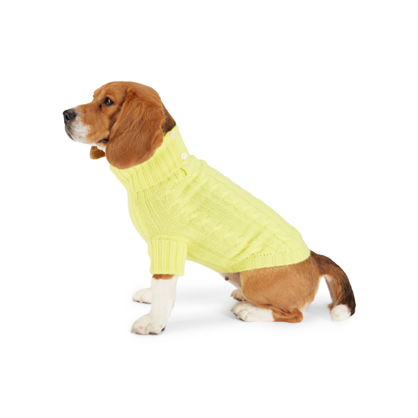 Neon Yellow Cable Cashmere Dog Sweater Ralph Lauren Home 1