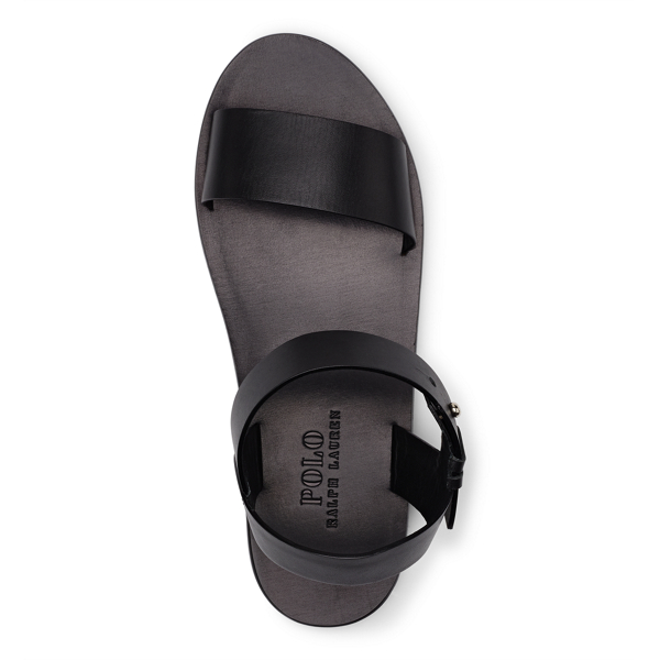 Black Flat Leather Sandal Polo Ralph Lauren 2
