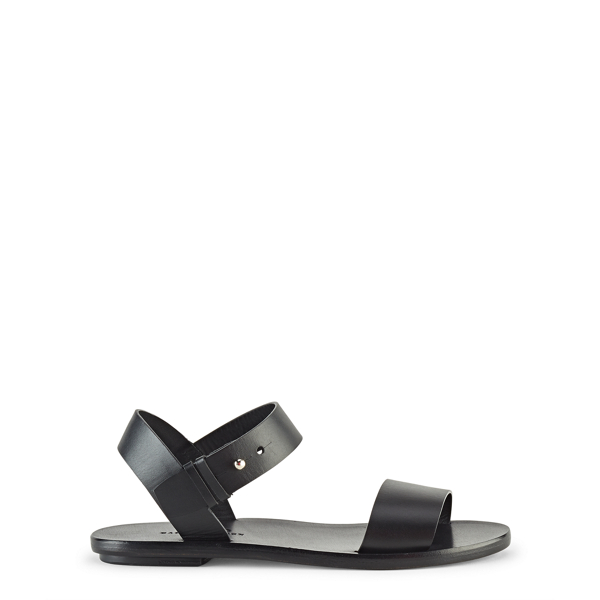 Black Flat Leather Sandal Polo Ralph Lauren 3