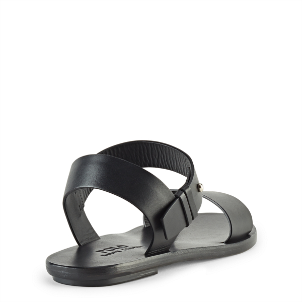 Black Flat Leather Sandal Polo Ralph Lauren 4