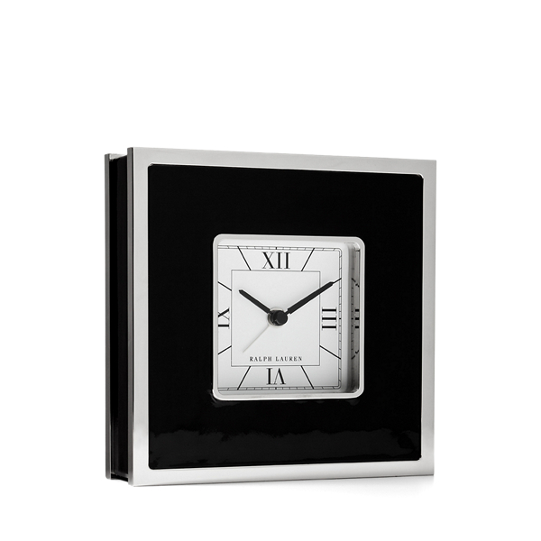 Black Leather-Trim Fulton Clock Ralph Lauren Home 1