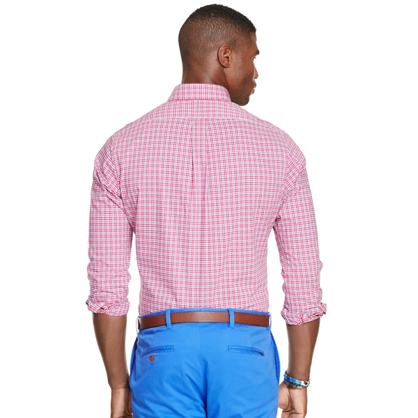Magenta/Turquoise Plaid Poplin Sport Shirt Polo Golf 2