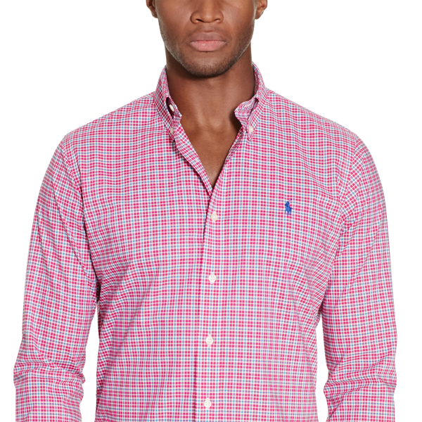 Magenta/Turquoise Plaid Poplin Sport Shirt Polo Golf 3