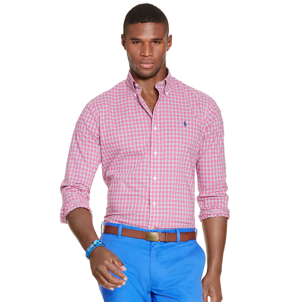 Magenta/Turquoise Plaid Poplin Sport Shirt Polo Golf 1