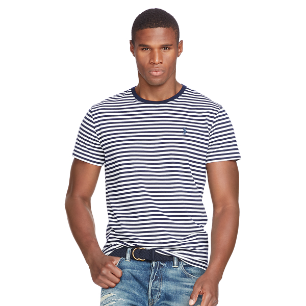 French Navy/White Striped Cotton Jersey T-Shirt Polo Ralph Lauren 1