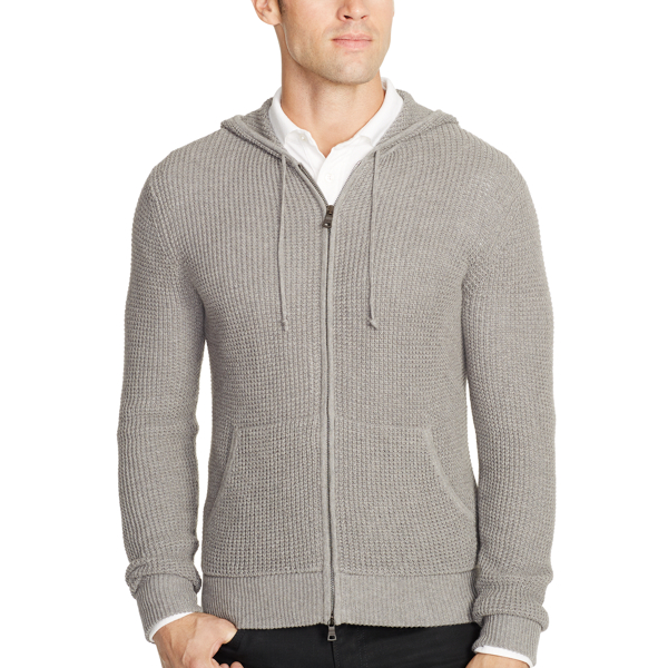 Medium Grey Slim Cotton-Cashmere Hoodie Polo Ralph Lauren 3