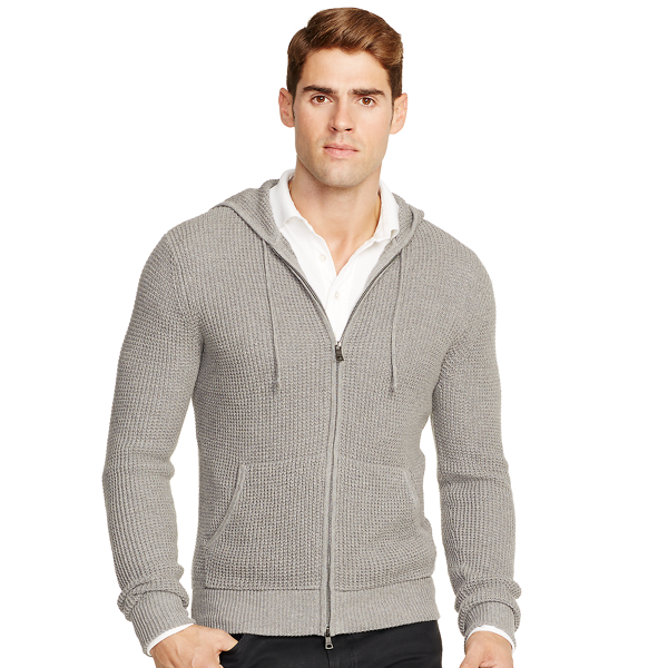 ★★POLO RALPH LAUREN★★ Cotton Cashmere Pullover Grey MNPO Quarter-zip cotton sweater in grey - Polo Ralph Lauren