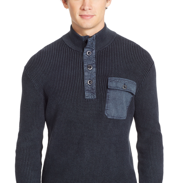 Navy Waffle-Knit Cotton Sweater Polo Ralph Lauren 3