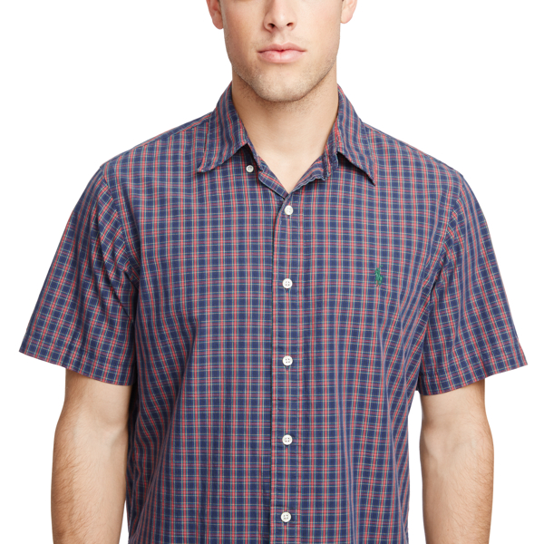Navy/Red Classic Fit Plaid Cotton Shirt Polo Ralph Lauren 3