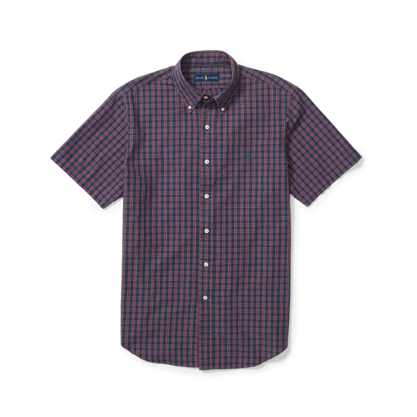 Navy/Red Classic Fit Plaid Cotton Shirt Polo Ralph Lauren 1