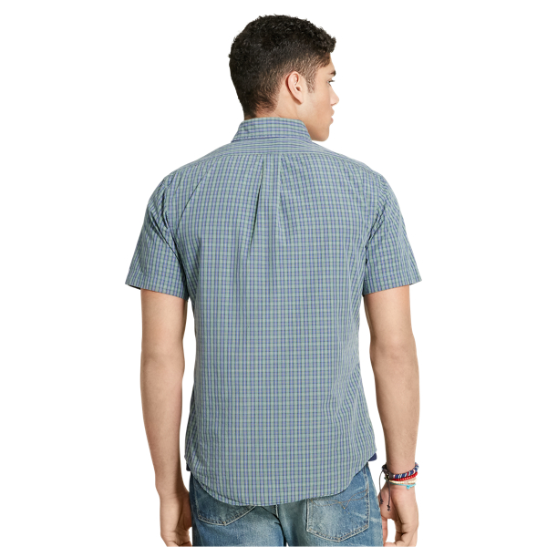 Navy/Green Slim Fit Cotton Poplin Shirt Polo Ralph Lauren 2