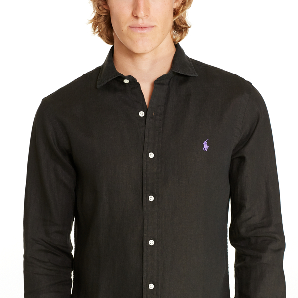 Polo Black Slim Fit Linen Shirt Polo Ralph Lauren 3