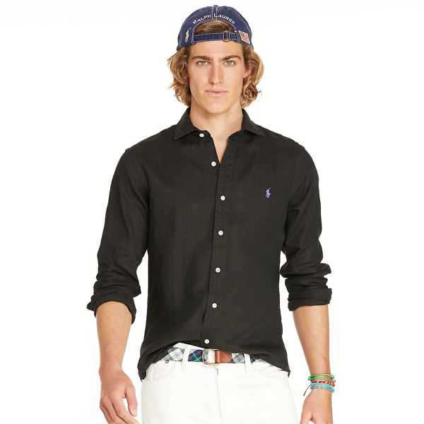 Polo Black Slim Fit Linen Shirt Polo Ralph Lauren 1