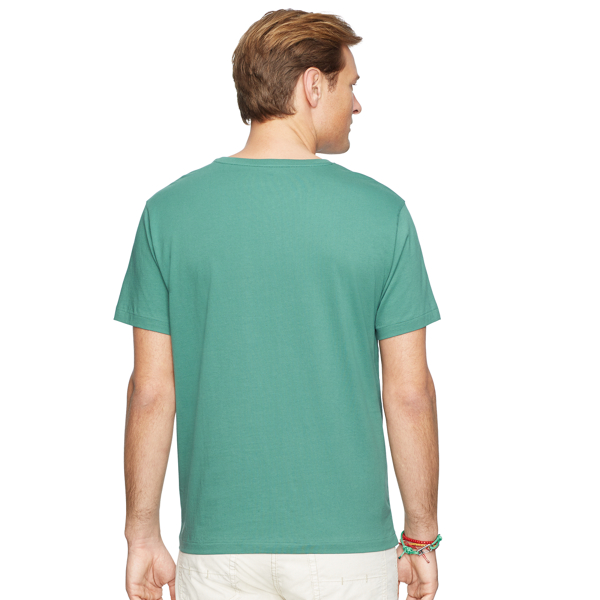 Antique Green Cotton Jersey V-Neck T-Shirt Big & Tall 2