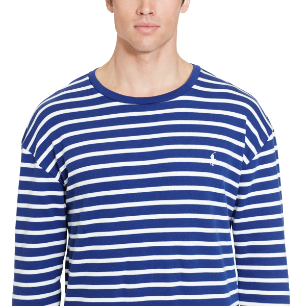 Fall Royal/Whte Striped French Terry Pullover Big & Tall 3