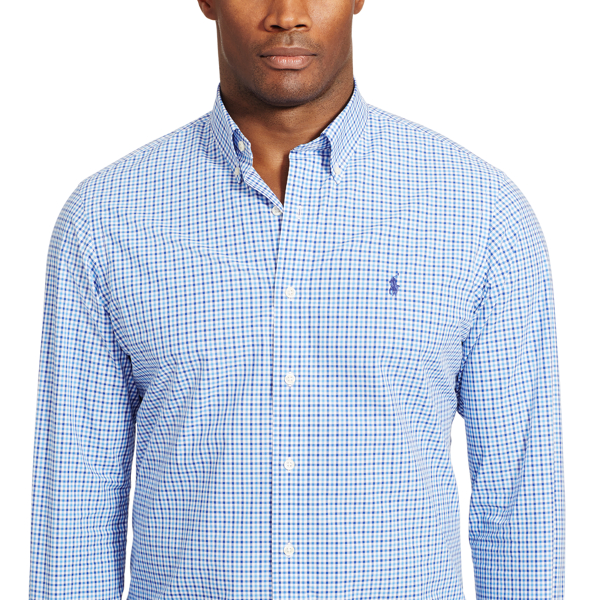 Powder Blue/Royal Classic Fit Cotton Shirt Big & Tall 3
