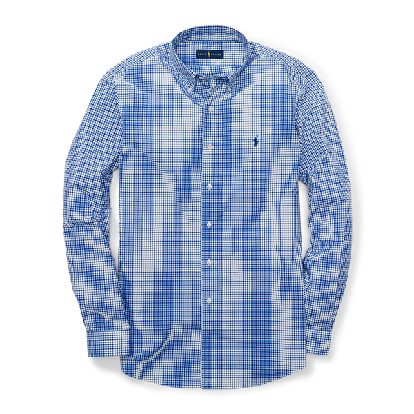 Powder Blue/Royal Classic Fit Cotton Shirt Big & Tall 1
