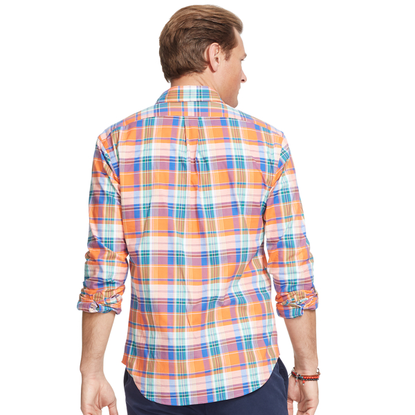 Orange/Blue Plaid Stretch Oxford Shirt Big & Tall 2