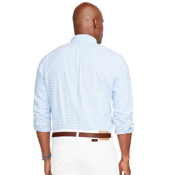 Slate Blue/White Classic Fit Cotton Shirt Big & Tall 2