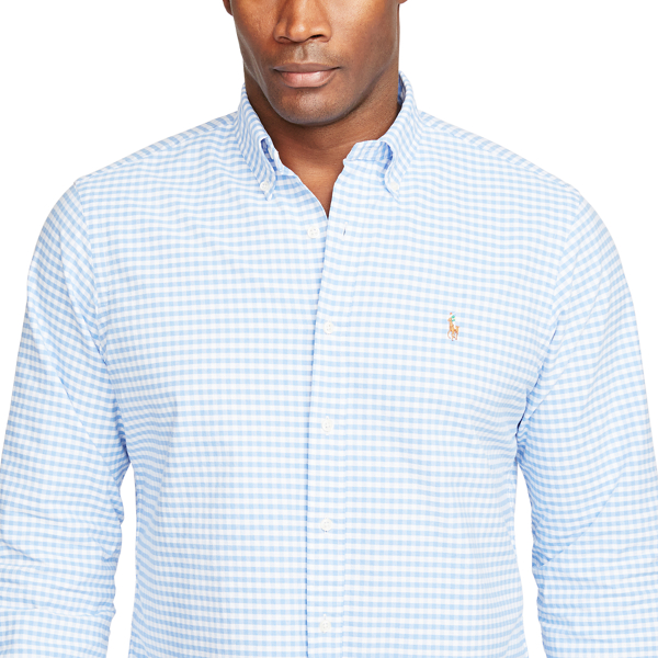 Slate Blue/White Classic Fit Cotton Shirt Big & Tall 3