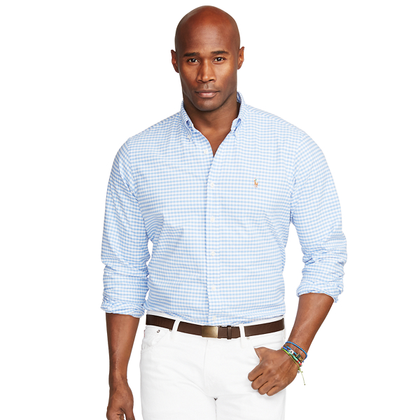 Slate Blue/White Classic Fit Cotton Shirt Big & Tall 1