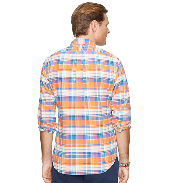 Orange/Blue Classic Fit Plaid Cotton Shirt Big & Tall 2