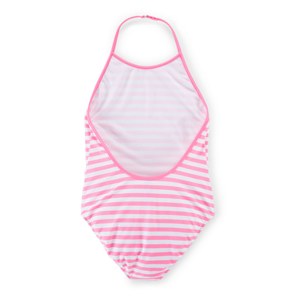 Wild Rose/White Striped One-Piece Swimsuit Girls 7-16 2