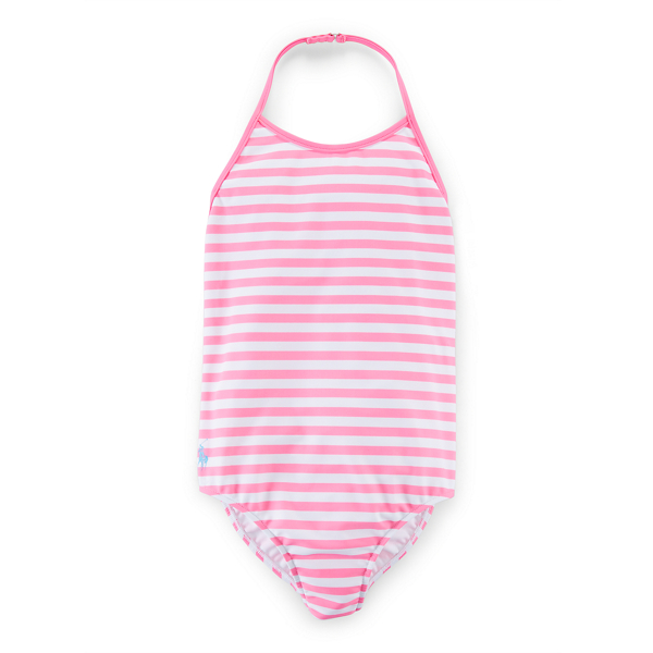 Wild Rose/White Striped One-Piece Swimsuit Girls 7-16 1