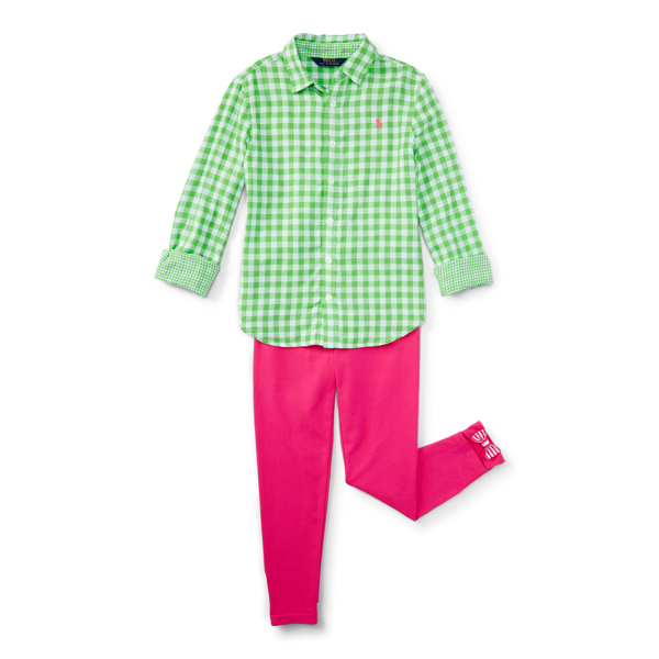 Blue/White Multi Gingham Cotton Shirt Girls 7-16 3