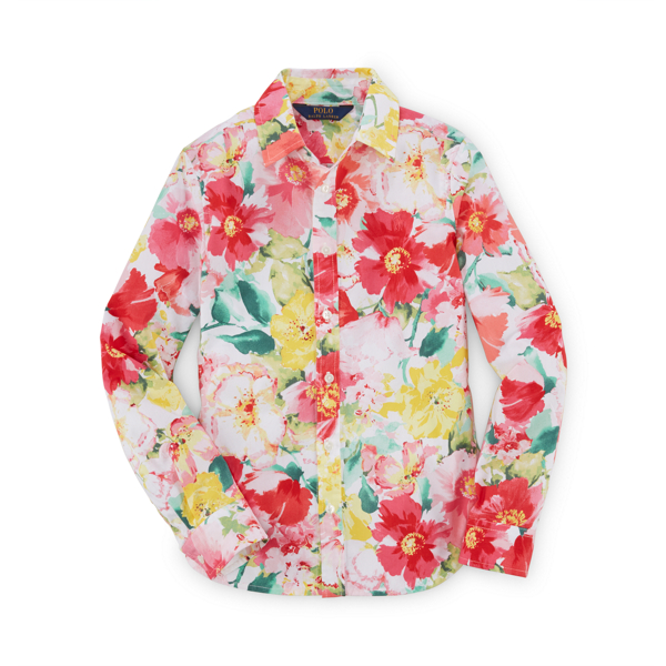 Pink/White Multi Floral Cotton Batiste Shirt Girls 7-16 2