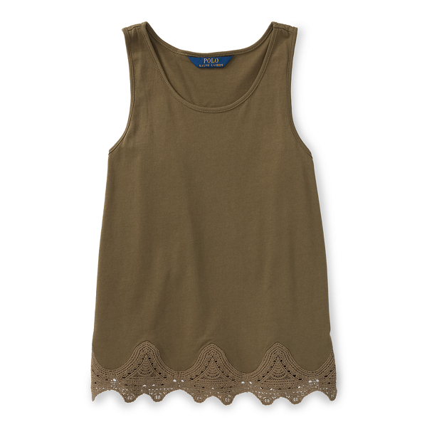 Utility Green Lace Cotton-Blend Tank Girls 7-16 1